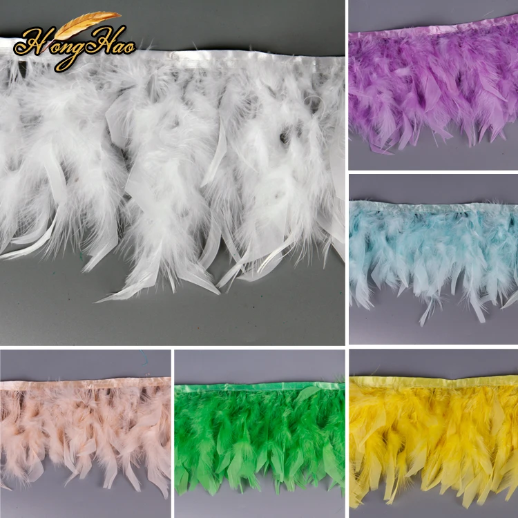 

Wholesale 2yards Turkey Feather Trim Fringe 4-6inch Leather Pink Chandelle Marabou Feathers for Skirt Dress Decoration Crafts