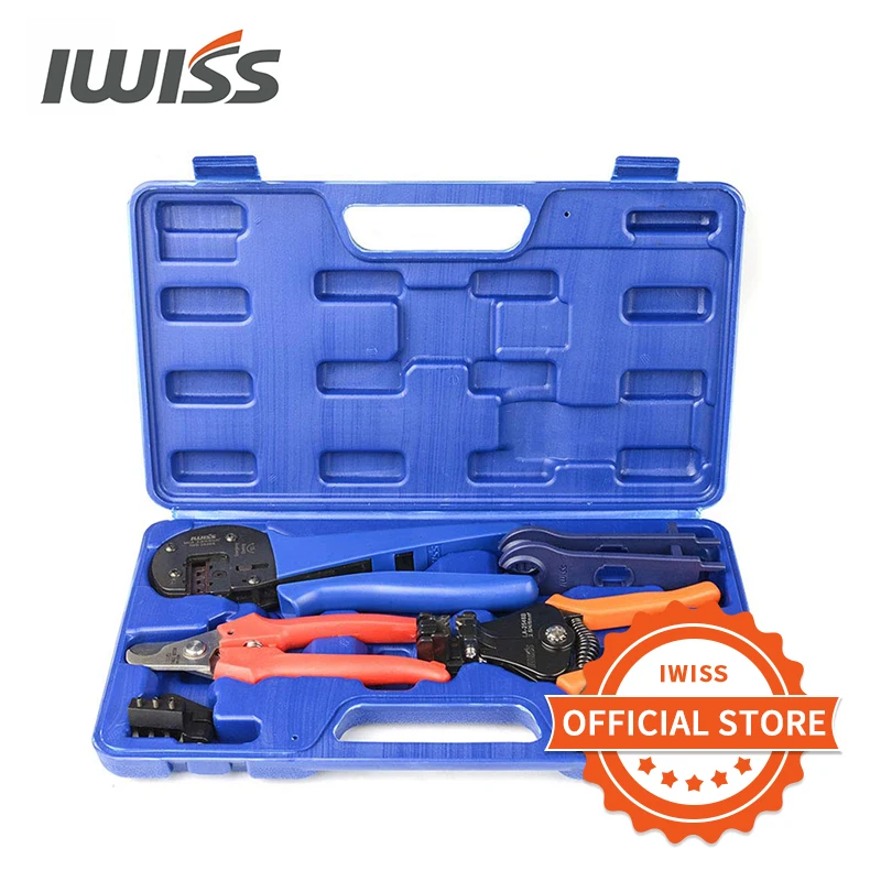 IWISS KIT-2546S MC4 Solar Crimping Crimper Plier Tool Kit with Stripper, Cutter, MC4 Spanners and Dies for Crimp 2.5/4/6mm2 IWISS KIT-2546S MC4 Solar Crimping Crimper Plier Tool Kit with Stripper, Cutter, MC4 Spanners and Dies for Crimp 2.5/4/6mm2