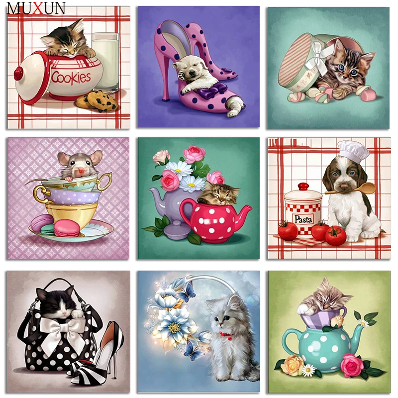 

5D Full Diamond Embroidery Animal Diamond Painting Cute New Arrivals Mosaic Diamond Animal Cup Photos Home Decortion Gifts Er070