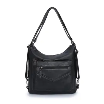 

Fashion Shoulder Crossbody Bags Women Washable Multi-pocket Zipper Travel Shopping PU Leather Solid Color Large Messenger