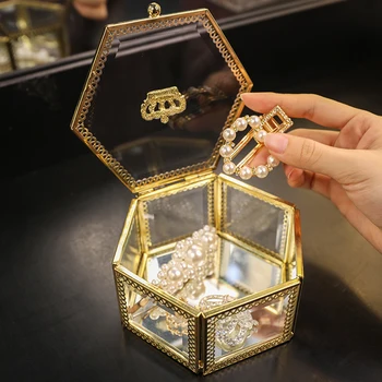 

Clear Glass Jewelry Box Makeup Cosmetic Organizer Watch Display Stand Bathroom Storage box Earrings Jewelry Storage Accessories