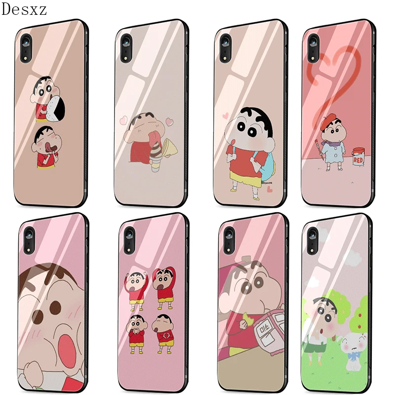 Стеклянный чехол для телефона TPU стекло iPhone 5 5s SE 6 6S 7 8 Plus 11 Pro XR X XS Max Crayon Shin-chan Cute |