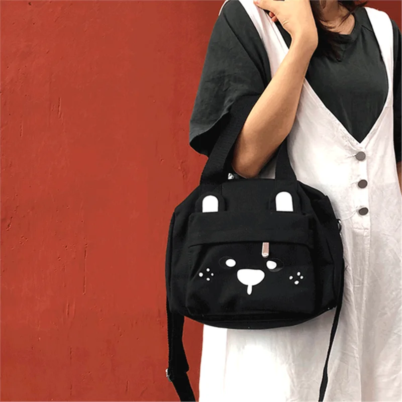 Парусная тканевая сумка Harajuku черный японский мультфильм мягкий младшая сестра древнее чувство студенческий Месседжер-сумка для девочек