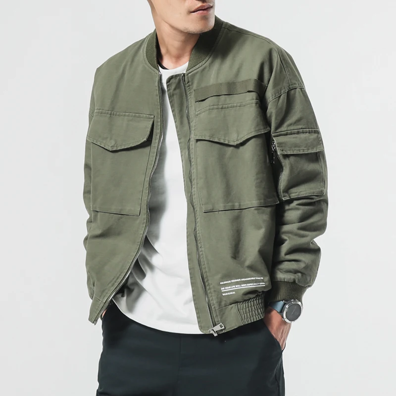 

2019 autumn new men's large size jacket jacket casual zipper jacket spring baseball uniform youth personality tooling clothes