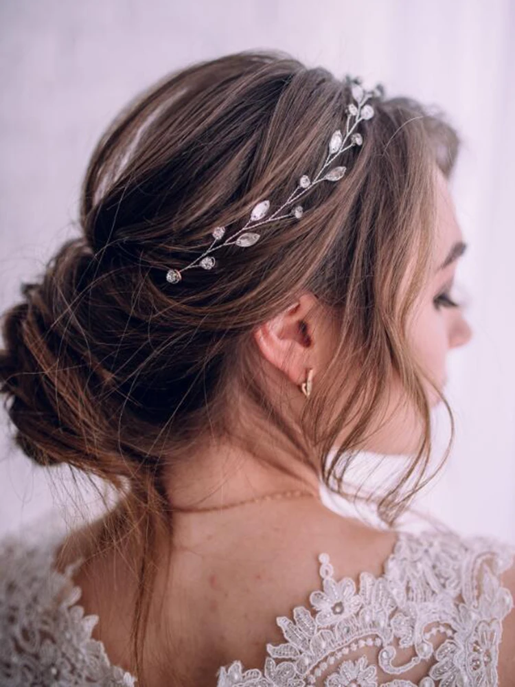 Bridal Hair Accessories Silver Blue Wedding Rhinestone Headband Elegant Prom Hairpiece Luxury Hairband Bridal Hair Accessory Women Hair Jewelry