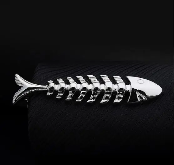 Fishbone 20 шт. медный зажим для галстука, музыкальные ноты/курительная трубка/автомобиль/гитара/Крючок для рыбы/перо/Пуля зажим для галстука, булавки для галстука, мужские ювелирные изделия, смешанный заказ - Окраска металла: Fishbone