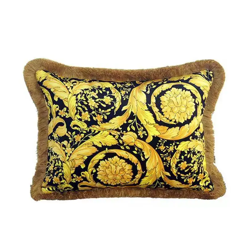 

New Fashion Design Cushion Cover With Tassels Velvet Pillowcases High-end Villa Home Decor Throw Pillows Living Room