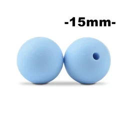 Set of 100 Round Silicone Beads - 15mm, Food Grade, BPA - Free, for DIY Jewelry and Crafting Accessories (Pastel blue)