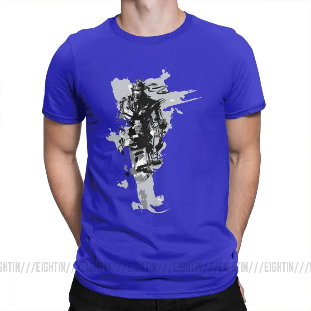 Мужская футболка с металлическим зубчатым принтом «Змея 2»; Новинка; одежда с круглым вырезом и короткими рукавами; футболки из хлопка; серые футболки - Цвет: Синий