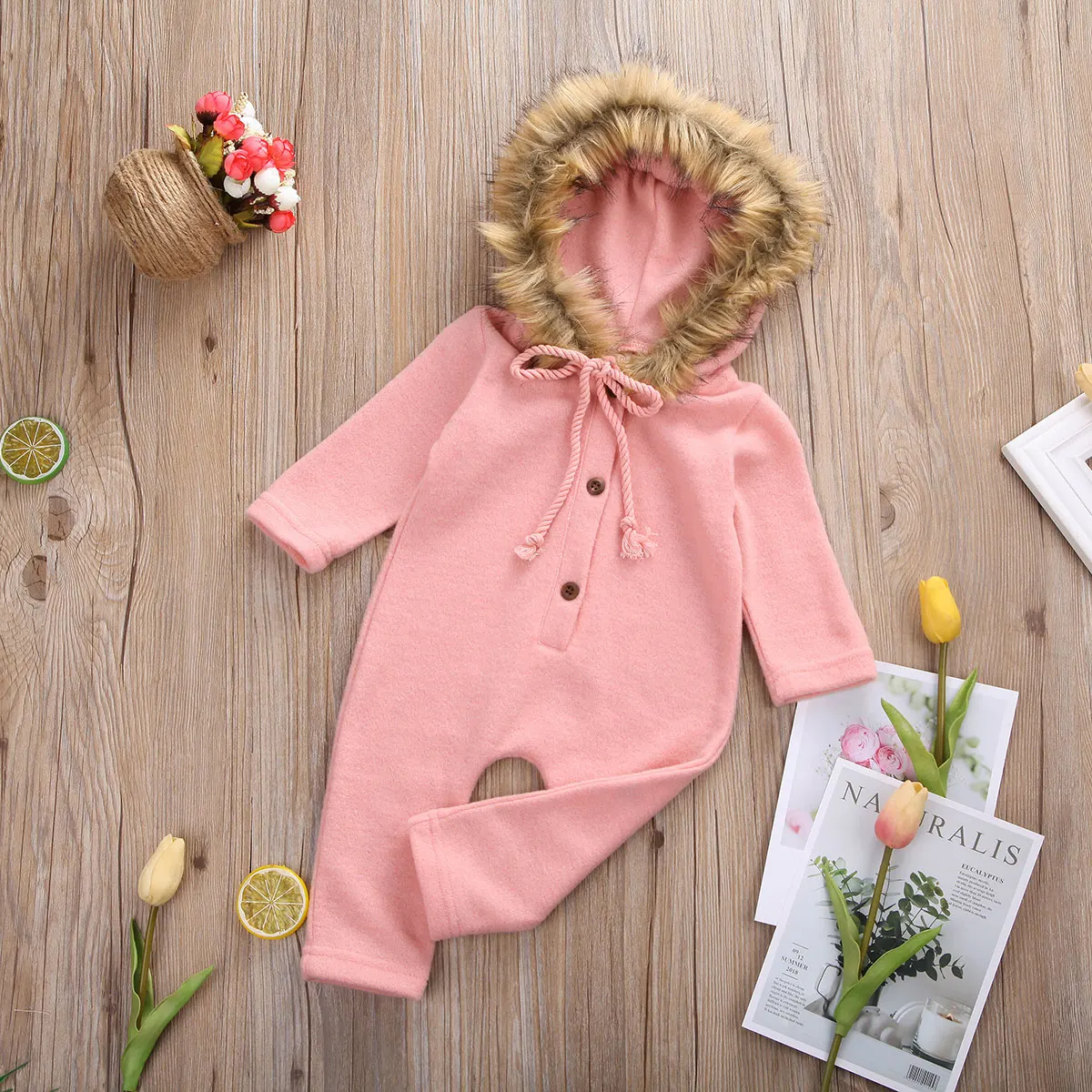 Осенне-зимний Вязаный комбинезон для новорожденных мальчиков и девочек, свитер с капюшоном, спортивный костюм