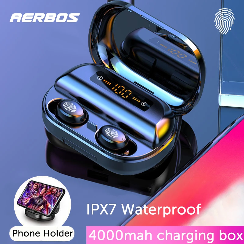 Bluetooth-наушники TWS 4000 мА ч IPX7 водостойкие с микрофоном | Электроника