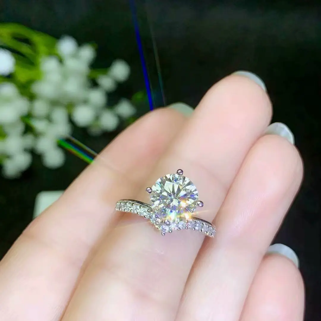 Moissanite новое кольцо, серебро 925 пробы, красивый цвет, сверкающий, 2 карата алмазный подарок