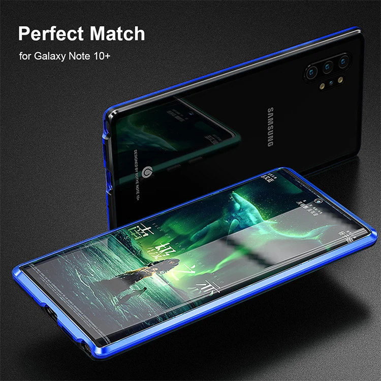 Металлический магнитный чехол для samsung Galaxy Note 10 Plus, чехол для телефона, армированный магнит с задней стеклянной защитой, чехол для Galaxy Note 10