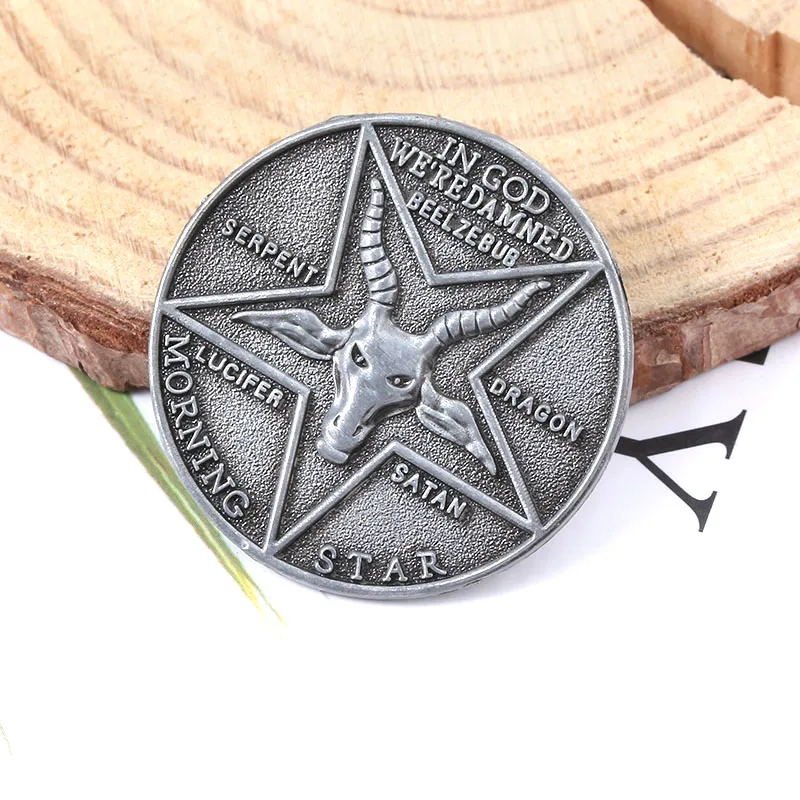 Lucifer Morning Star Satanic Coin брелок древний значок сувенир для женщин и мужчин ювелирные изделия с коробкой