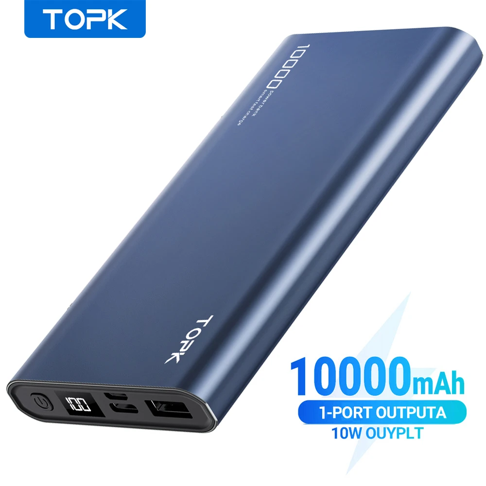 portable charger TOPK I1006P Power Bank 10000mAh Portable Charger LED External Battery PowerBank PD Two-way Fast Charging PoverBank for Xiaomi mi best power bank for mobile Power Bank