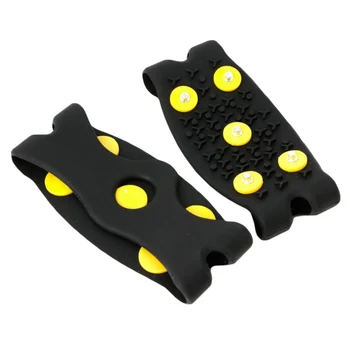 

1 Pair Men Women Silicone 5-Stud Snow Ice Claw Climbing Anti-Slip Spike Grips Crampon Cleats Shoes Cover Boots Cover YI01