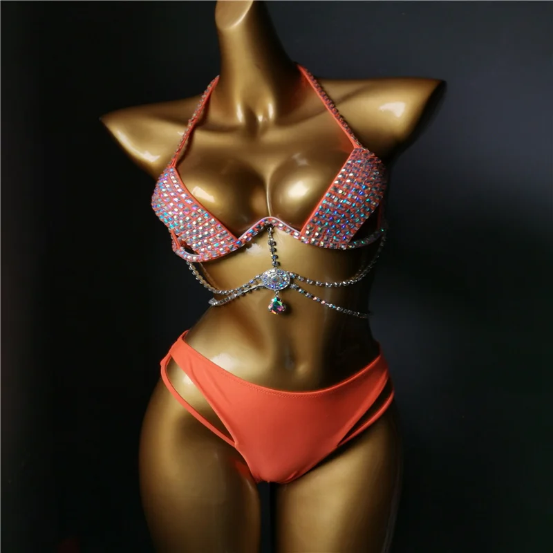 

2021 venus vacation new style rhinestone bikini mature women swimwear diamond bathing suit beachwear siamese bling stones biki