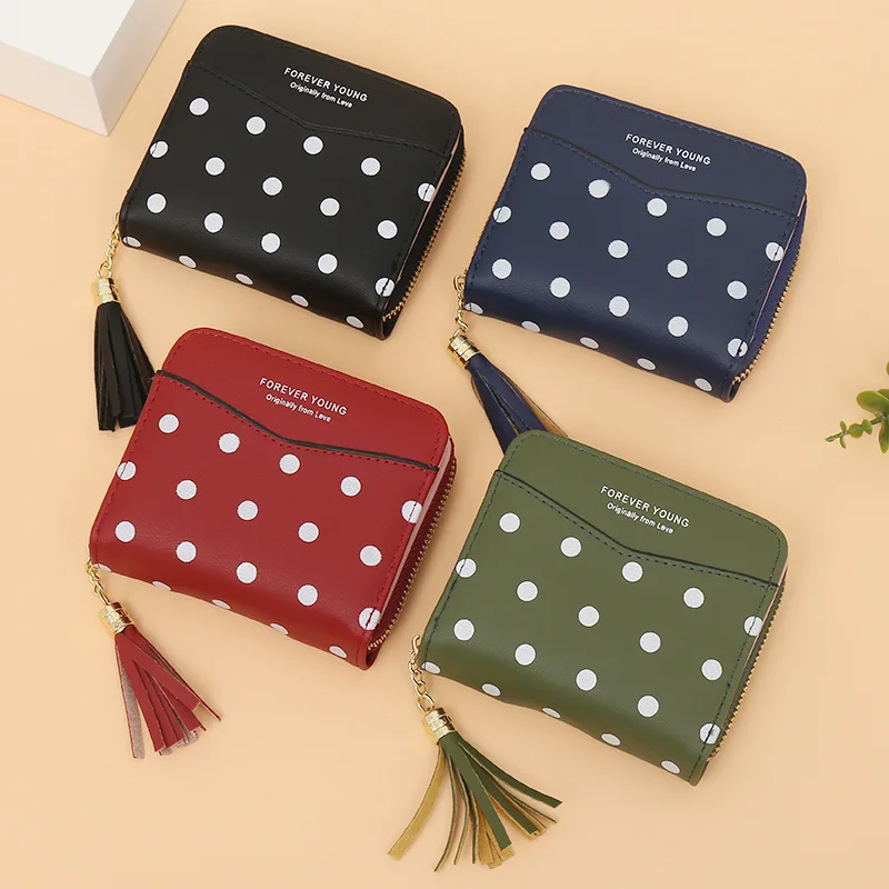 

New Women's Short Wallet Women's Zipper Wallet Korean-Style Large Capacity Tassel Women's Bag Factory Wholesale Mixed Batch