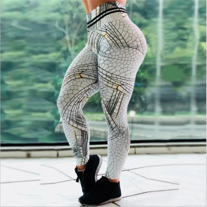 3D готические трещины рок листья легинсы с цифровым принтом для женщин Fitnes Высокая талия эластичные тренировки леггинсы тонкие брюки имитация леопарда