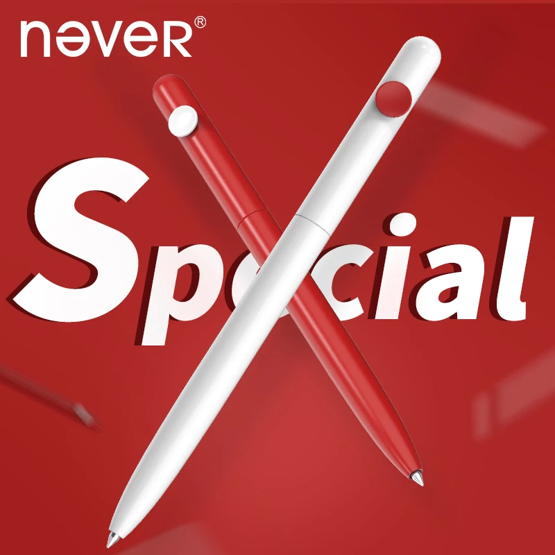 

NEVER Metal Gel Pens Kawaii Cute 0.5MM Black Blue Red Ink Refills Rods Rotating Ballpoint Stylo Funny Writing caneta Stationery