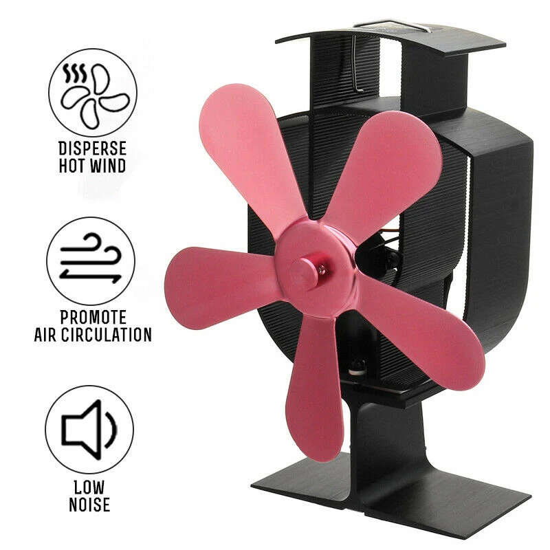 

1X 5 Blades Heater Stove Fan 8.8*6.8 Inch Replacment Parts CFM 180-210 Speed 1100-1600RPM Anodizing Aluminum