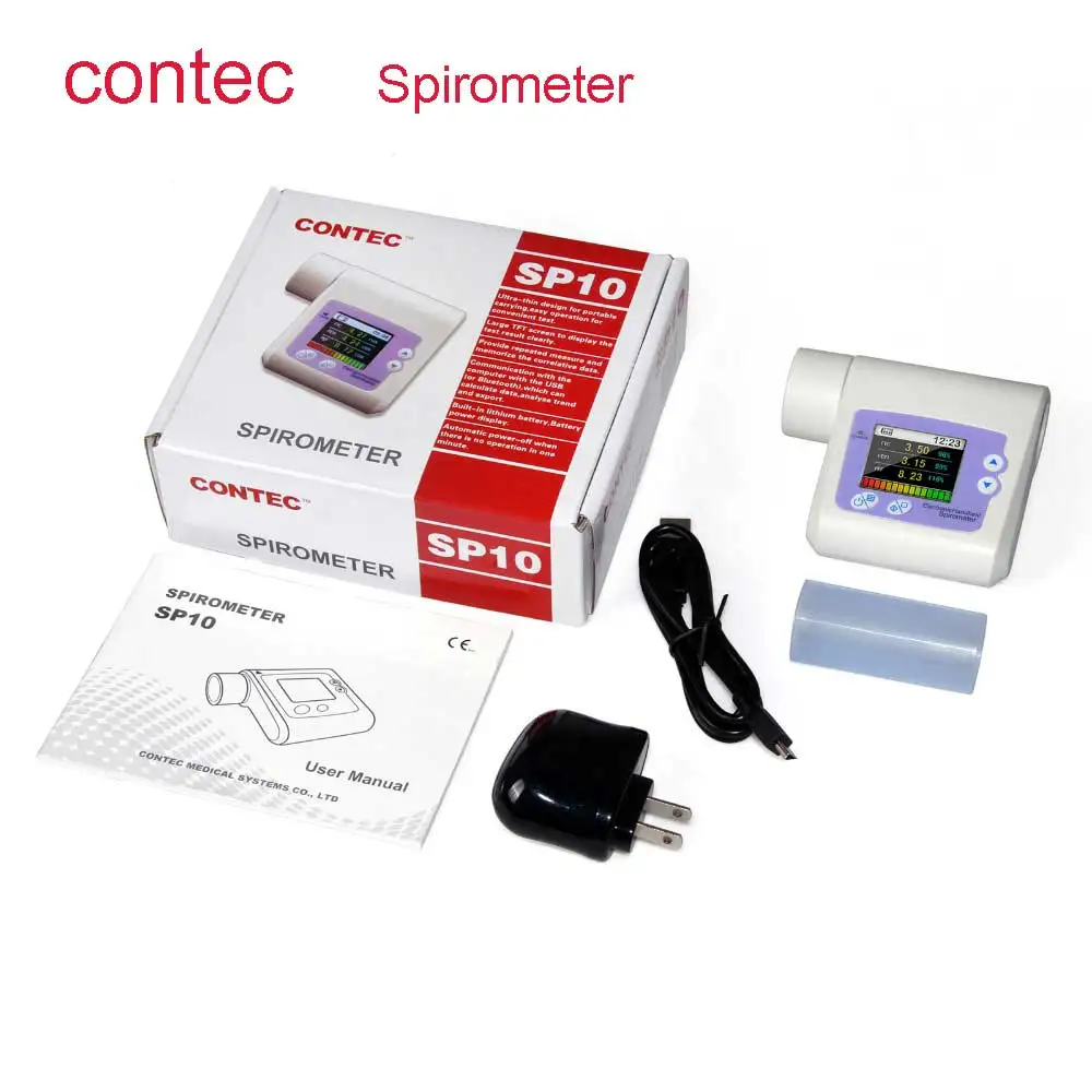 Quality GoodsCONTEC SP10 Spirometer Digital Lung Volume device FVC PEF FEV1 FEF25 PC software | Красота и здоровье