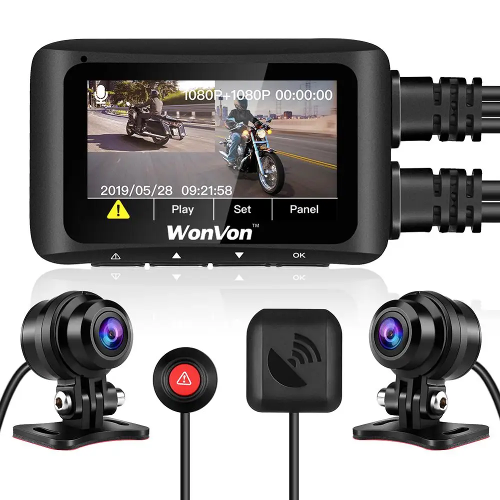 WONVON MT1 Водонепроницаемая мотоциклетная видеокамера FHD1080P GPS WiFi мотоцикл двойная