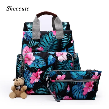 

Large Capacity Women Backpack Bags Zipper Mother Travel Backpacks Maternity Hand bag Pregnant Women Bags Print Backpack 2pcs/set