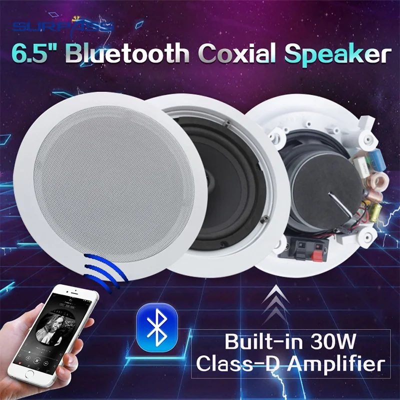 

Ceiling Bluetooth Speaker 6.5" Coxial ABS Environmentally Friendly Material Ceiling Bluetooth Speaker With Amplifier