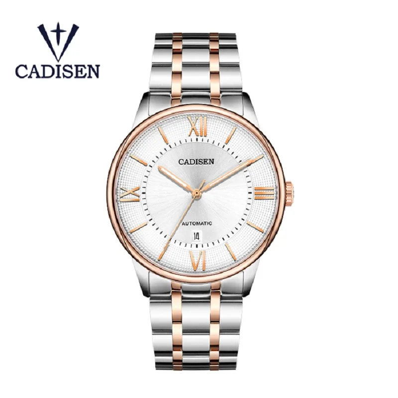 white CADISEN Мужские механические часы Miyota 8215 Move Мужские t автоматические светящиеся водонепроницаемые мужские часы из нержавеющей стали Relogio Masculino - Цвет: white