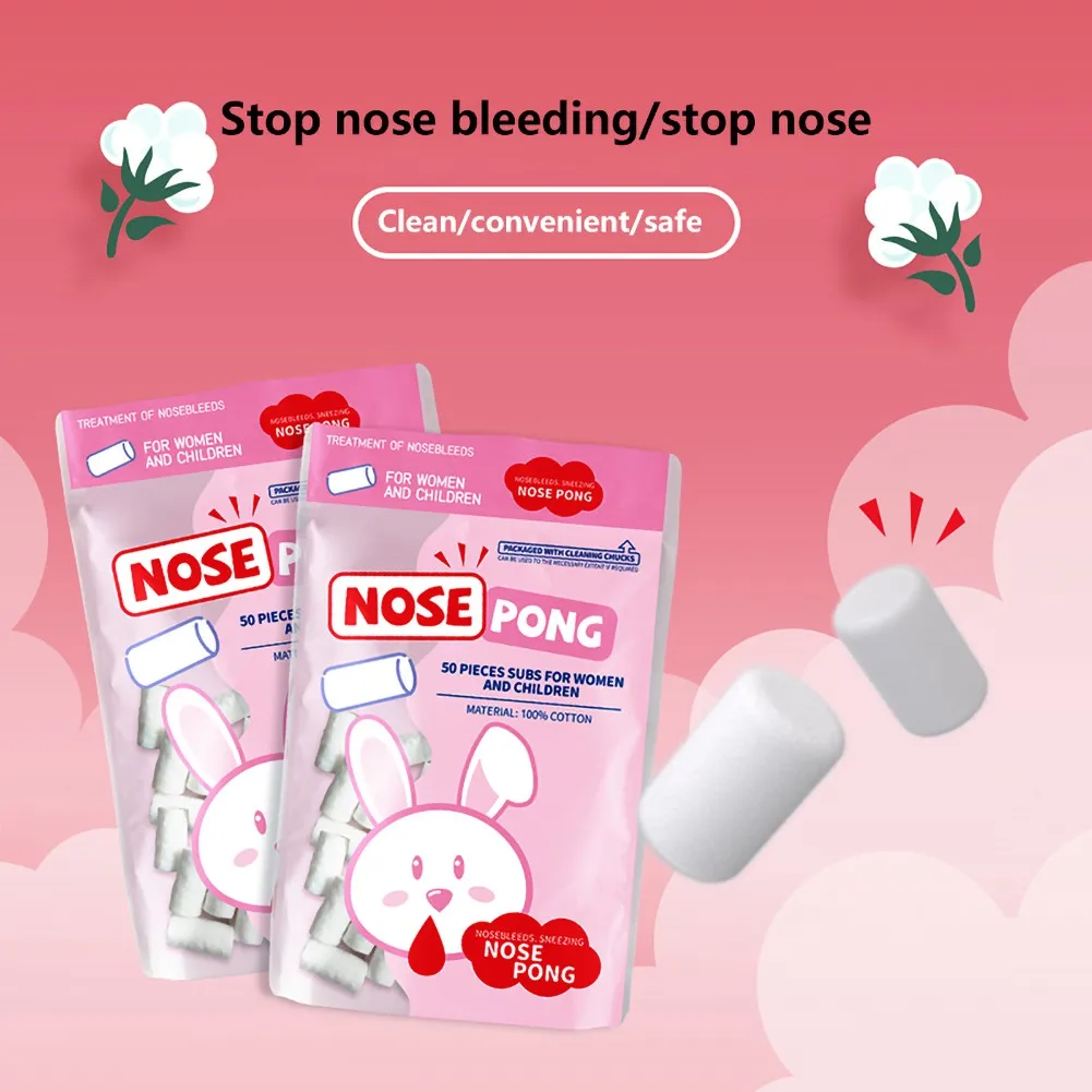 Cotton Roll For Nose Bleeding 50 Capsules Nose Blood Stop Bobbin Child Nose Bleeding Runny Spray Degreasing