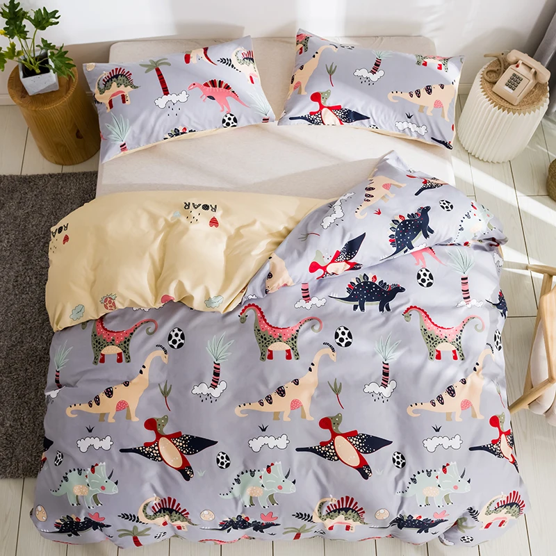 Bonenjoy Comforter Cover Sets UK Single Size copripiumino Dinosaur Pattern Duvet Set With Pillowcase For Adult Bed Textile | Дом и сад