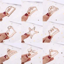 Ретро минималистичный металлический зажим заколка головной убор для взрослых цветок сердце полые геометрические формы заколки-крабы для волос аксессуары