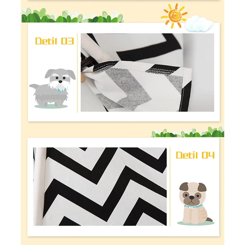 Stripes Foldable Tent Type Pets Dog Bed Washable Cotton Canvas Dog Kennel Cat House Tent For Dogs Basket Pet Bed Dog Accessories