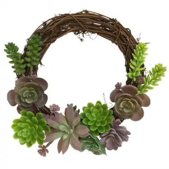 

Artificial Flowers Succulent Plant Wreath Spring Wreath Outdoor for Front Door 67JB