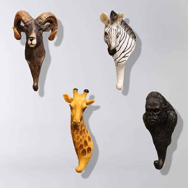 New Vintage Resin Wall Coat Rack Wall Hook Home Wall Decoration Stereo Animal Rack 2