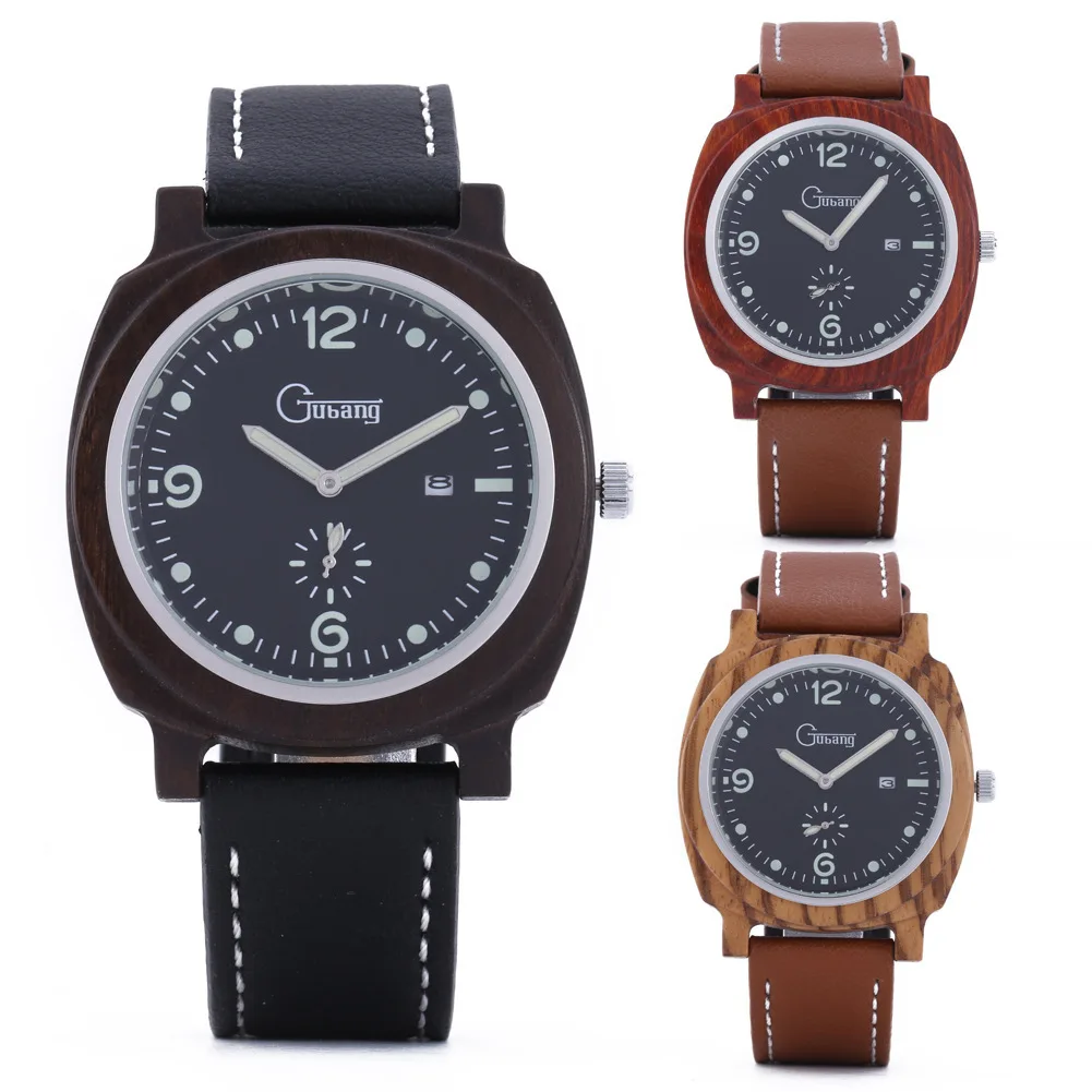 

Gubang Separate Seconds Night Light Hands with Calendar Wood Table