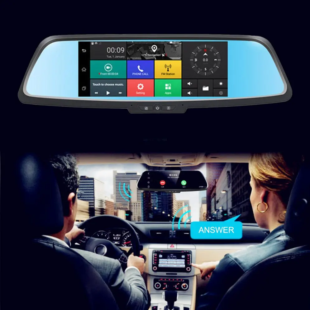 

7 Inch Professional Dual Lens Car DVR 3G Rearview Mirror Recorder Camera Full HD 1080P Dash Cam for Android 5.0