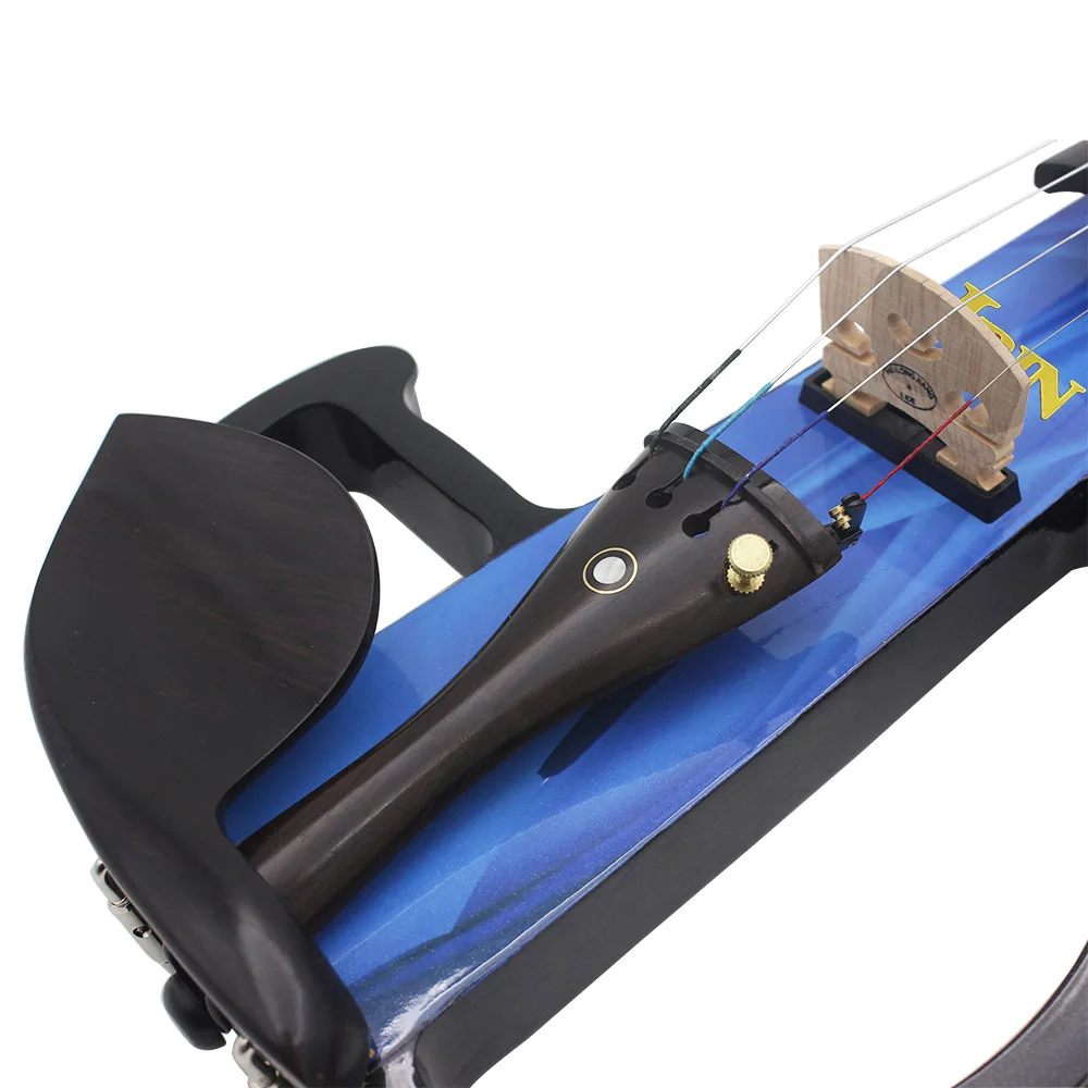 4/4 Electric Silent Violin Fiddle Musical Instrument Blue Electric Violin With Accessories Case Cable Headphone For Music Lovers