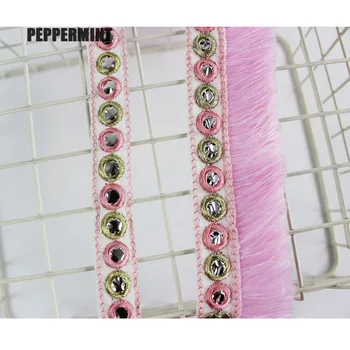

1yard 20/45mm Pink Trim Embroidery Mirror Ribbon Fringed Webbing Handmade Sewing Ribbons Clothing Decorative Lace