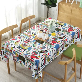 

Christmas Elk Bear Cartoon Animal Table Cloth Livingroom Children Room Home Tablecloth Decor