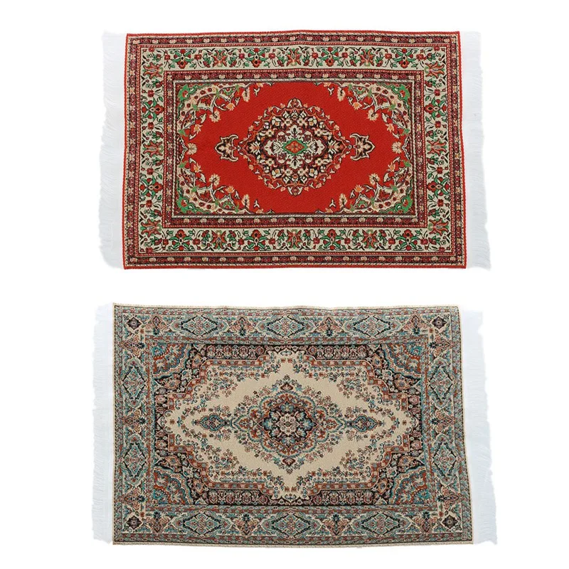 

Hot-2 Pcs 1:12 Dollhouse Miniature Decorative Carpet Interior Rug Modelling, 23.5 X 14.8Cm & 24.2 X 15Cm