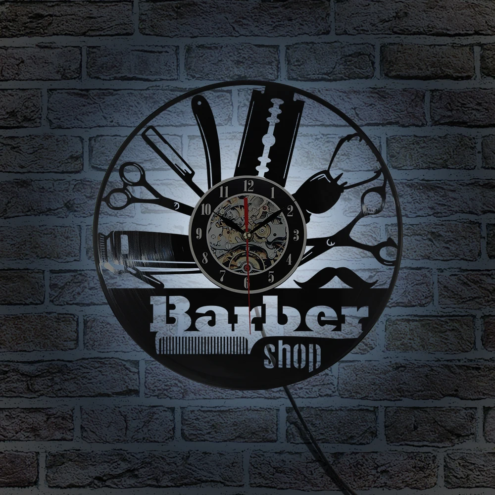 Новые виниловые настенные часы на стену Парикмахерская Ретро Виниловая