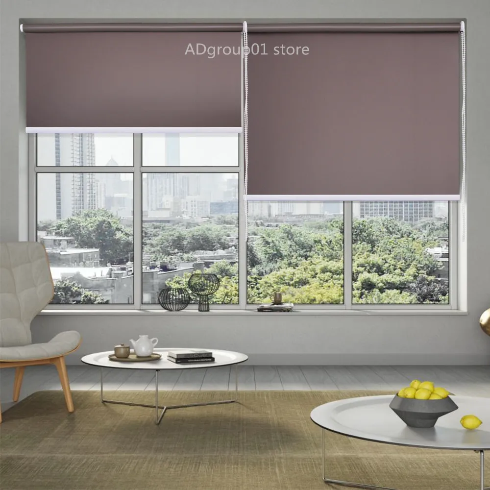 Blackout Roller Shades Custom Made Size Blind Shade UV Protection Sun Block Window Blinds for Bedroom Living Room Nursery Kitchen Office,Brown 1