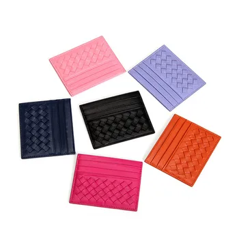 

Men Weave PU Leather Bank Card Case Thin Mini Card Wallets Man Business Id Credit Cards Holder Cards Pack Cash Pocket Woman