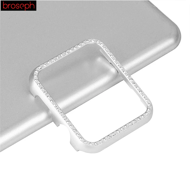 Diamond Case Cover Bumper for Iwatch 4 Band 44mm 40mm Crystal Protective Shell Frame for Apple Watch Series 3 2 1 42mm 38mm - Цвет: Silver