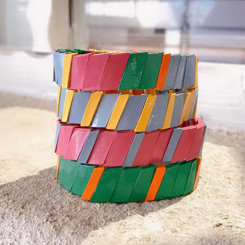 

JUST FEEL 2019 New Bohemian Style Colorful Rainbow Bracelet & Bangles Unique Adjustable Custom Stretch Bracelet For Women & Man