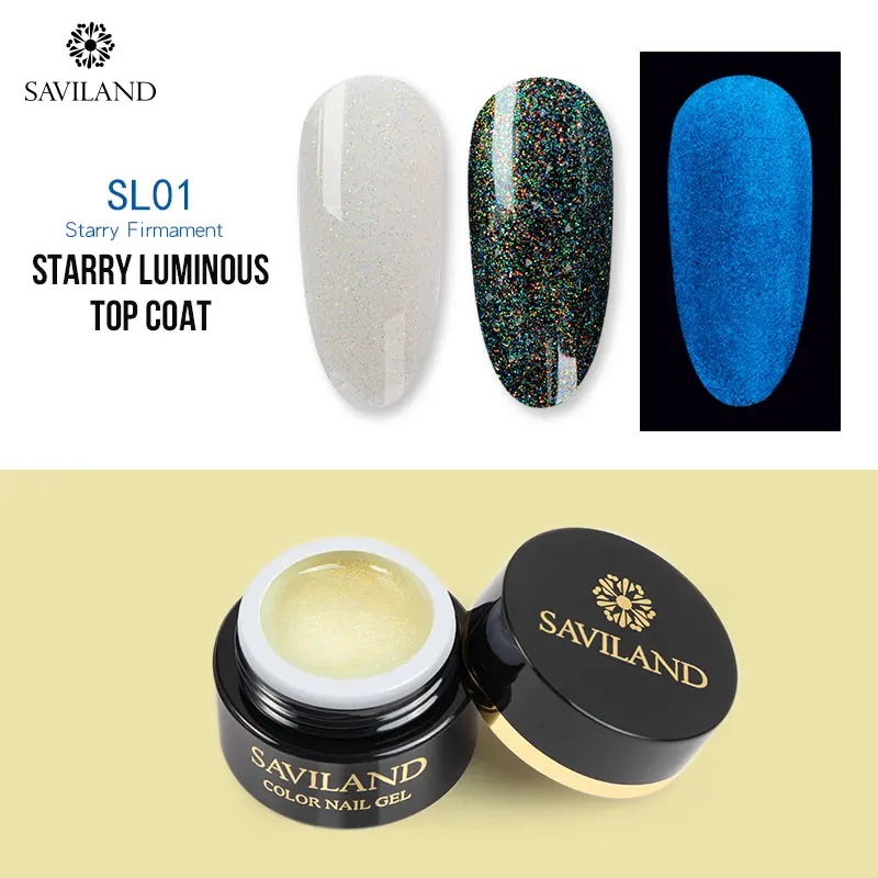 Top coat SL01 Saviland флуоресцентный Гель-лак неоновый светится в темноте светильник Гель-лак для ногтей 19 светящийся цвет изменение в ночной гель-лаковый клей - Цвет: Top coat SL01
