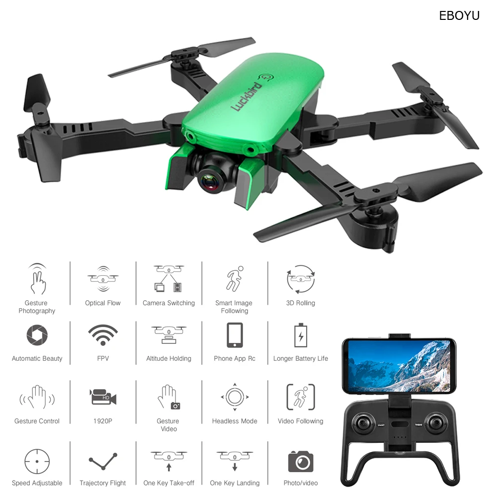 

EBOYU R8 RC Quadcopter 4K/1080P WiFi FPV HD Camera Optical Flow Positioning Altitude Hold Gesture Control RC Drone RTF for Kids