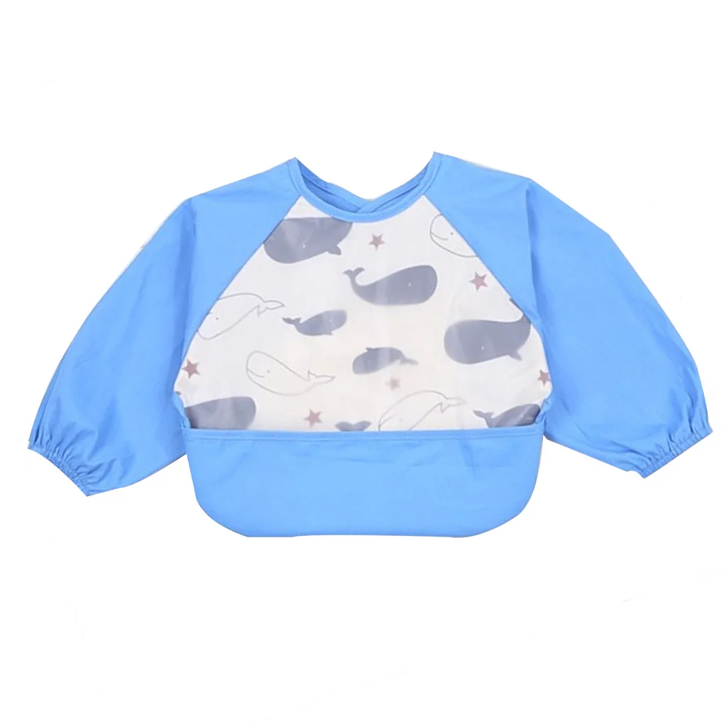Cartoon Design Baby Bibs Waterproof Girls Boy Feeding Printing Clothes Long Sleeve Unisex Apron